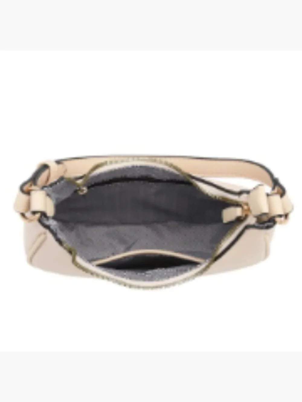Small Crescent Shoulder Bag Underarm Purse Faux Leather Zipper